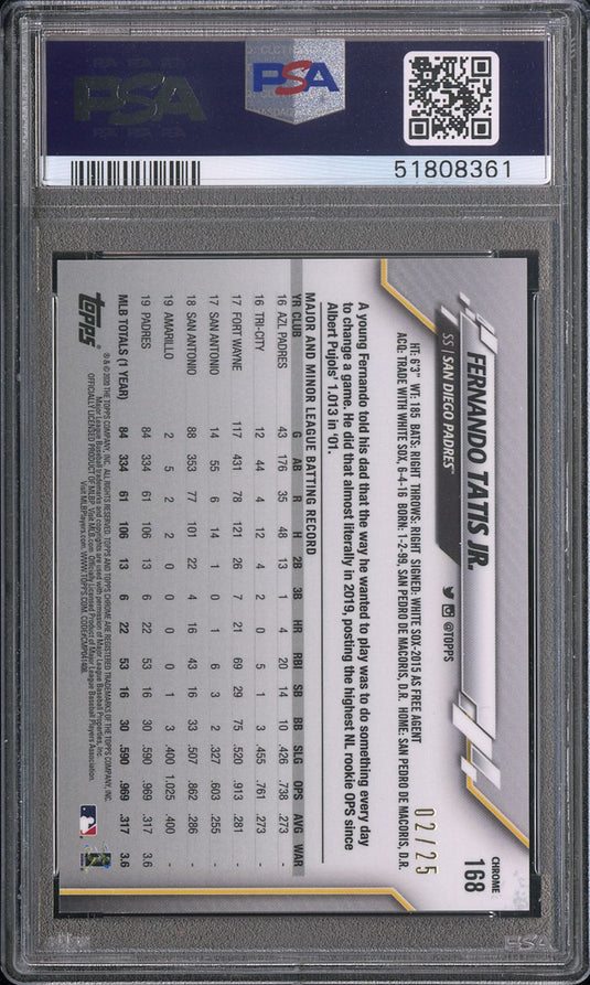 2020 Topps All-star Rookie #168 Fernando Tatis Jr. Psa 10